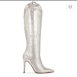 RAYE Metallic Silver Heeled Boots